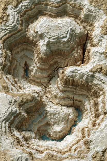 Tableau beige effet relief topographie en taille L