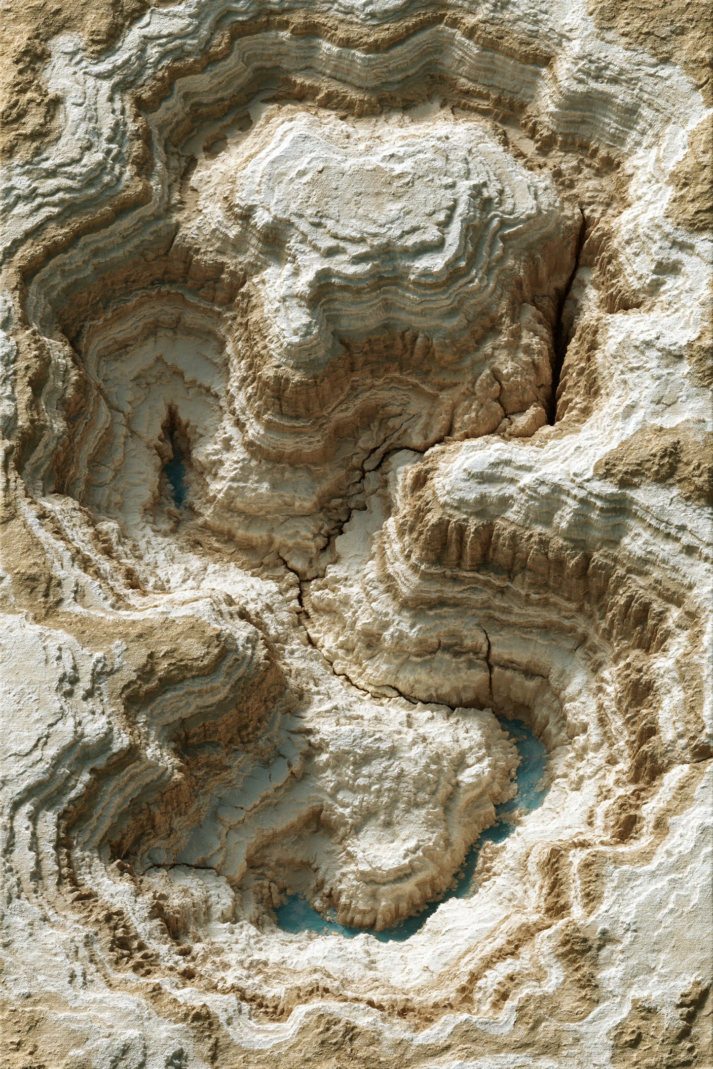 Tableau beige effet relief topographie en taille M
