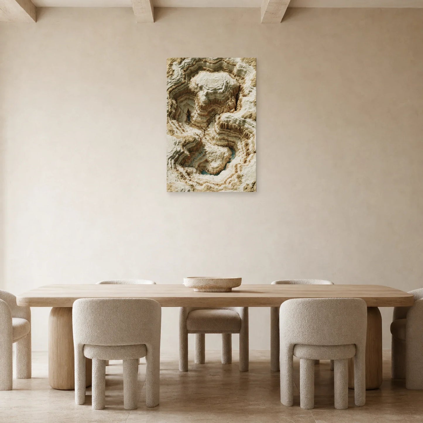 Tableau Topographie sable exposé dans une salle à manger