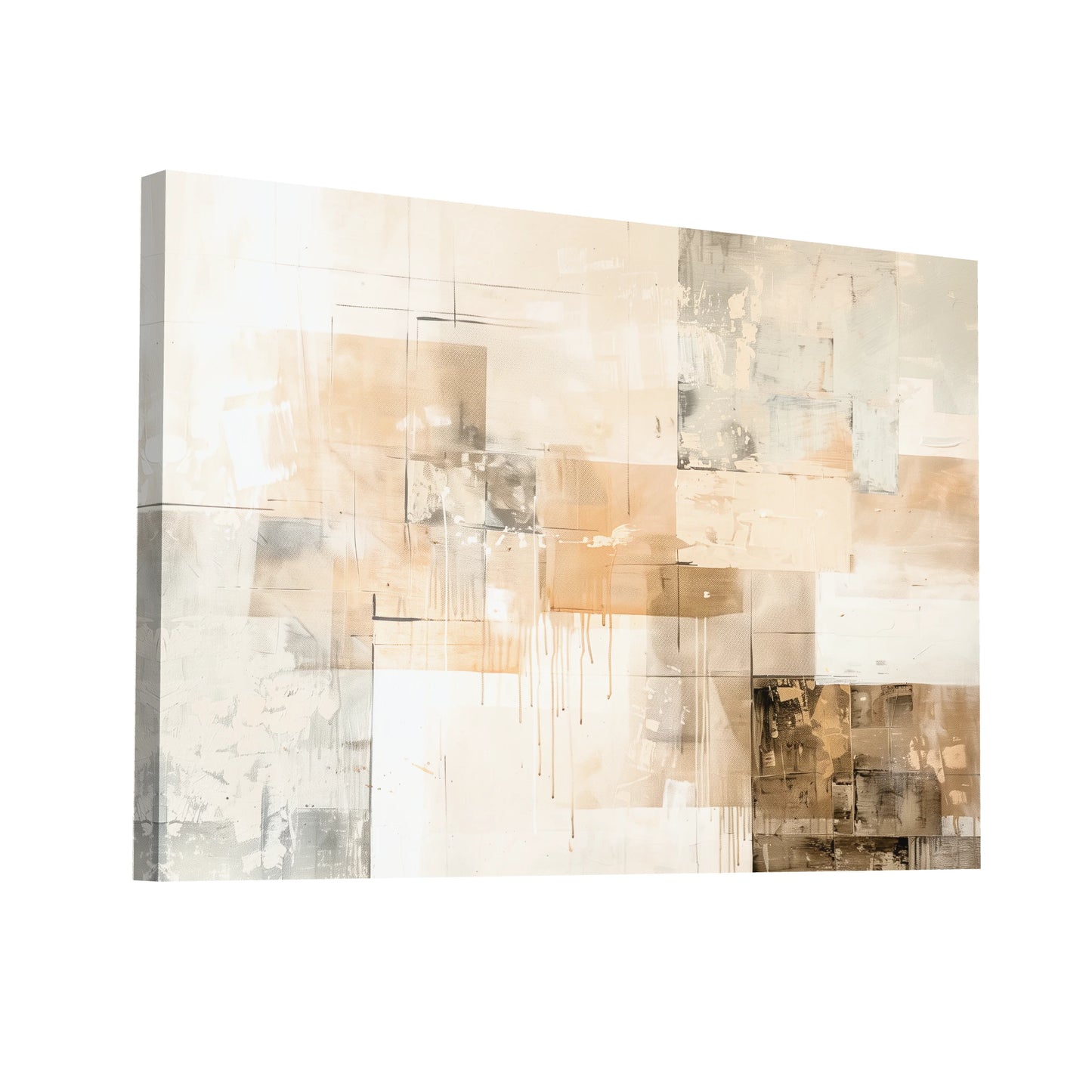 Product Hero 3D WebP Tableau Beige et Taupe Abstrait - Art Virtuoso