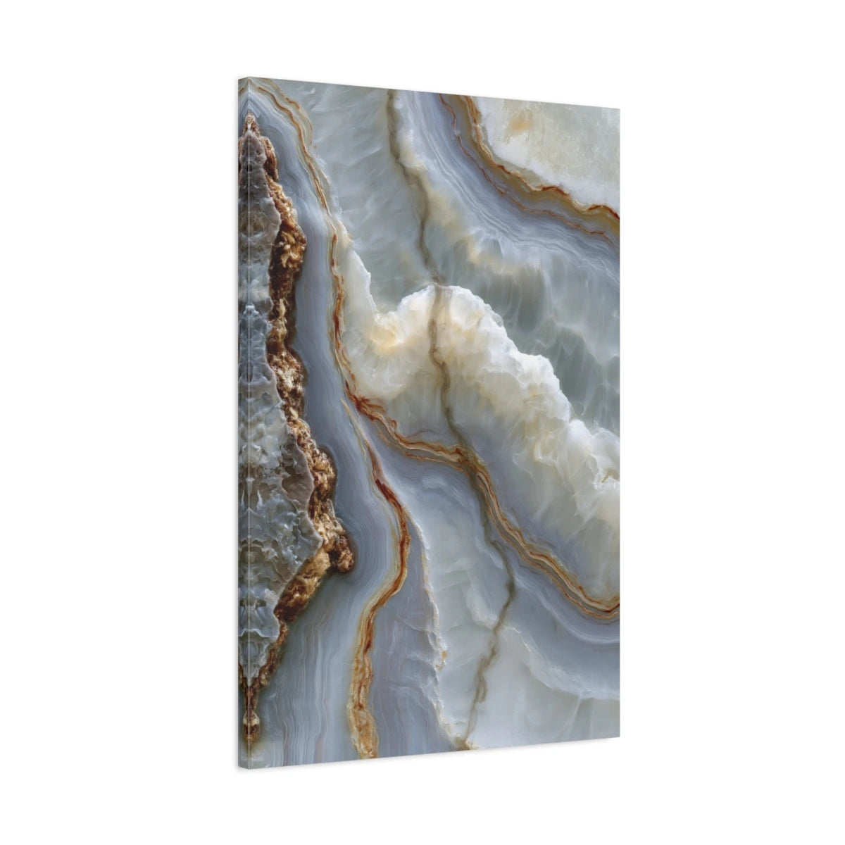 Vue latérale du tableau minéral beige Strates d’albâtre