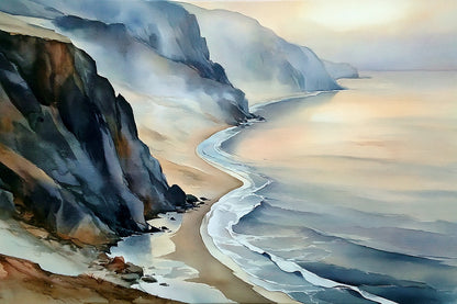 Tableau de Falaise Beige et Ardoise - Côte Silencieuse, toile horizontal en taille M