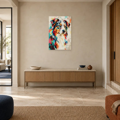 Tableau berger australien – Reflets vairons dans une entrée ou un couloir - Art Virtuoso