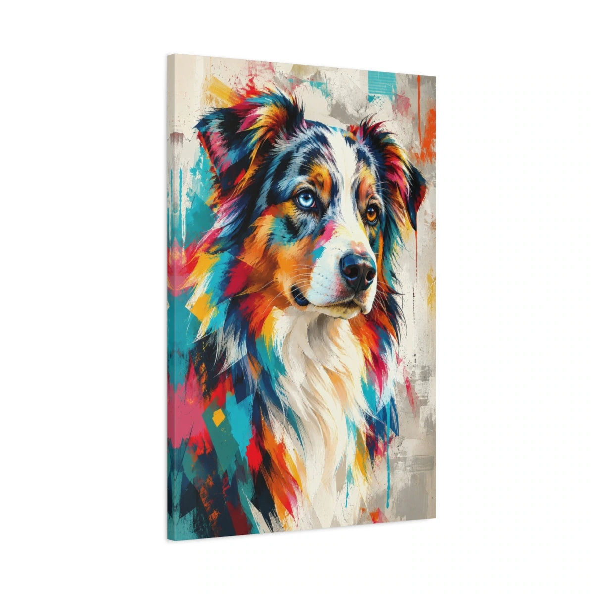 Tableau berger australien – Reflets vairons - toile 3D avec bords imprimés - Art Virtuoso