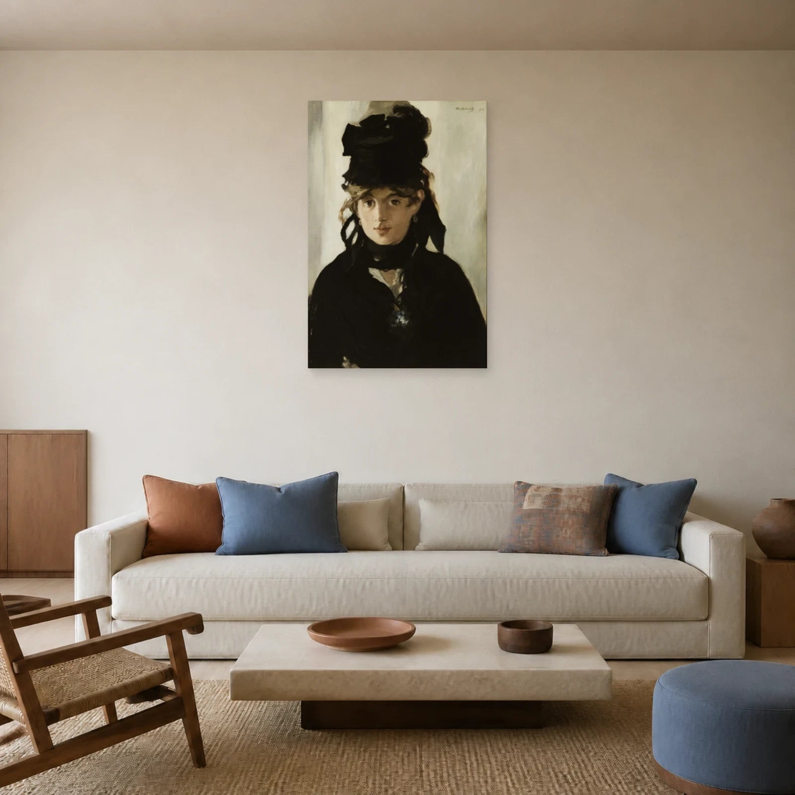 Tableau Berthe Morisot au bouquet de violettes – Édouard Manet dans un salon - Art Virtuoso