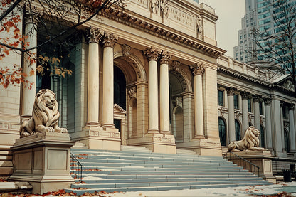 Lions sculptés devant la New York Public Library, toile horizontale format S