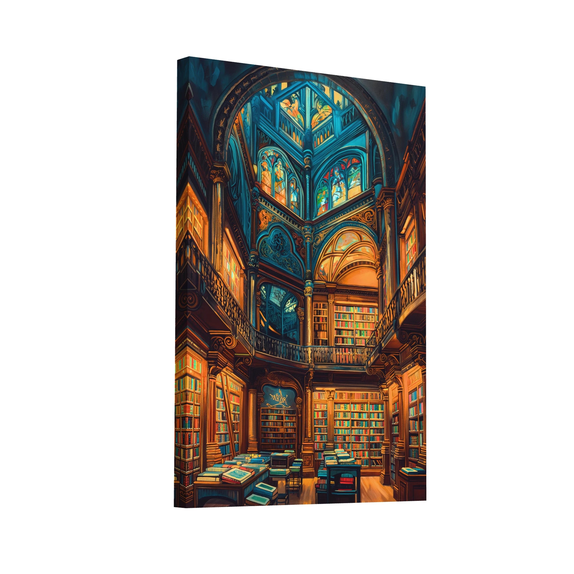 Product Hero 3D WebP Tableau Bibliothèque Érudite - Art Virtuoso