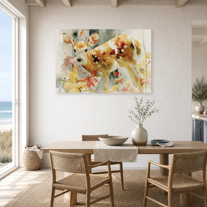 Tableau Biche Forêt Aquarelle - Douceur des Sous-Bois dans une cuisine - Art Virtuoso