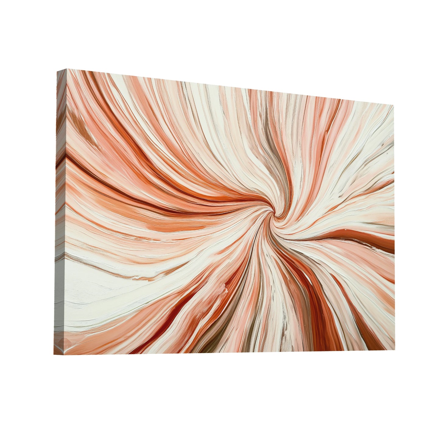 Product Hero 3D WebP Tableau Blanc et Terracotta - Tourbillon Hypnotique - Art Virtuoso