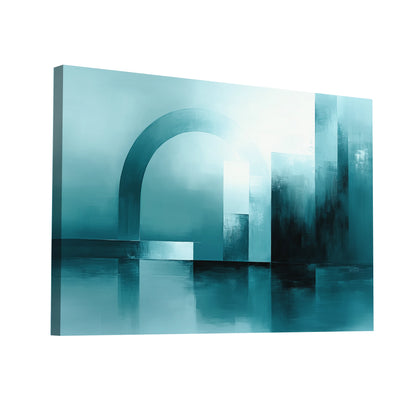 Product Hero 3D WebP Tableau Bleu Canard et Gris Géométrique - Art Virtuoso