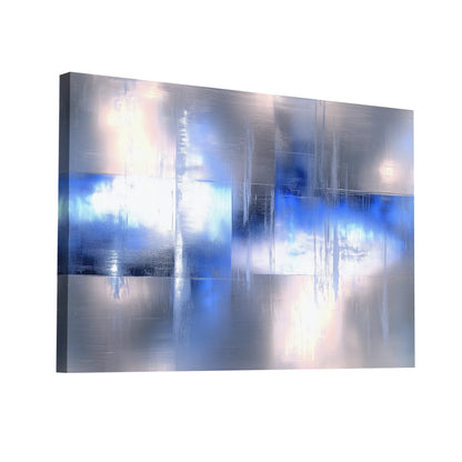 Product Hero 3D WebP Tableau Bleu et Argent - Miroir d' Hiver - Art Virtuoso