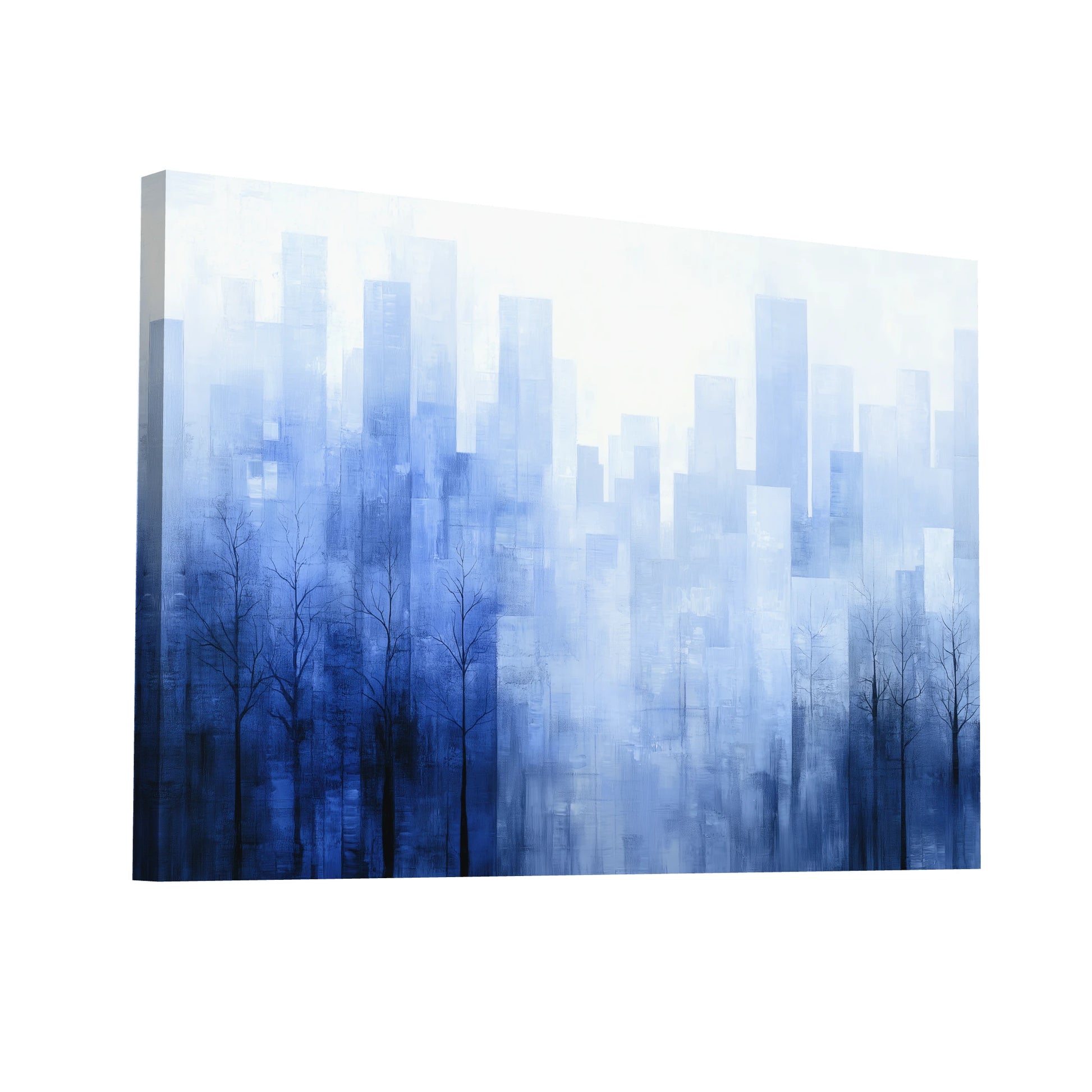 Product Hero 3D WebP Tableau Bleu et Gris - Crépuscule Vertical - Art Virtuoso