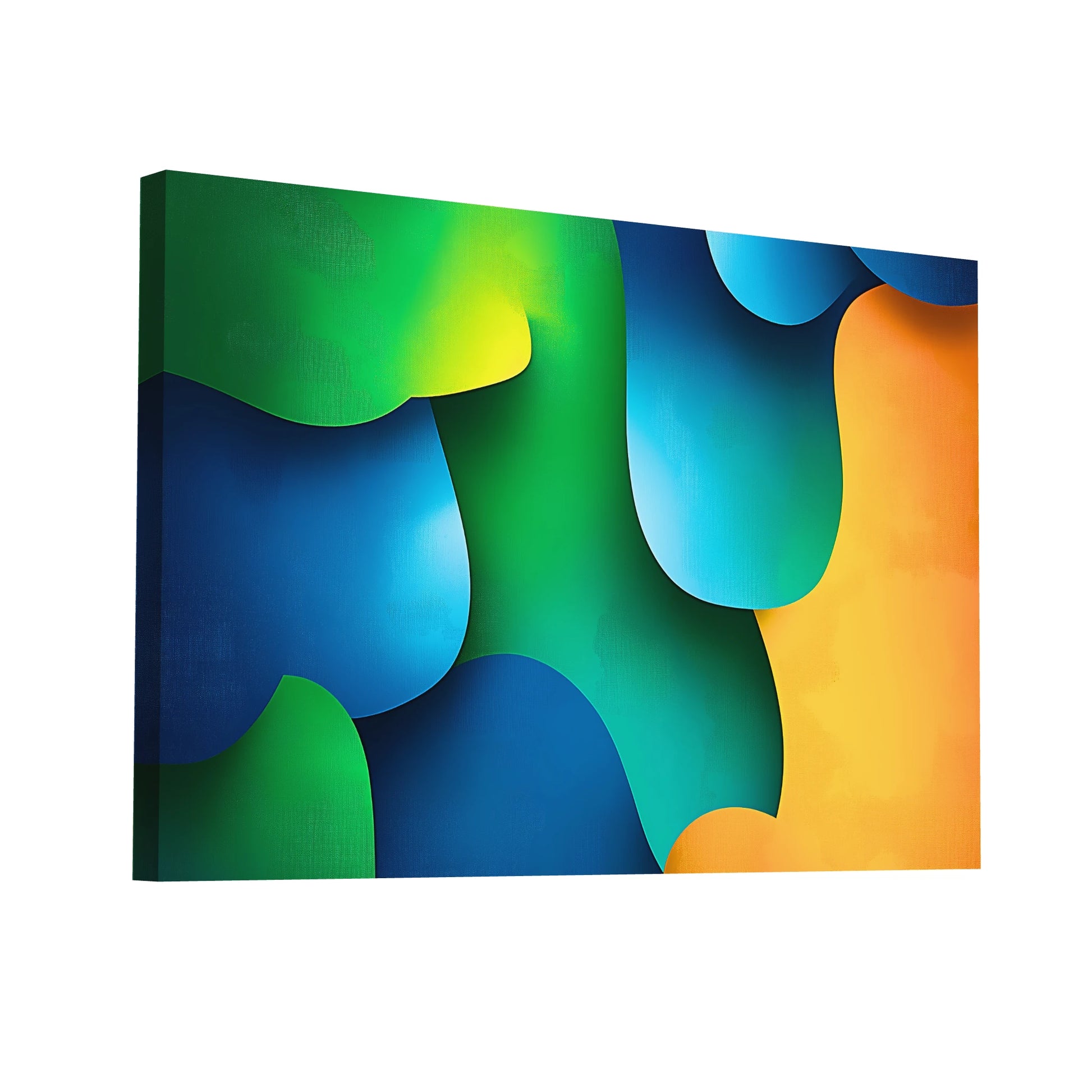 Product Hero 3D WebP Tableau Bleu Vert Jaune - Vagues Océanes - Art Virtuoso