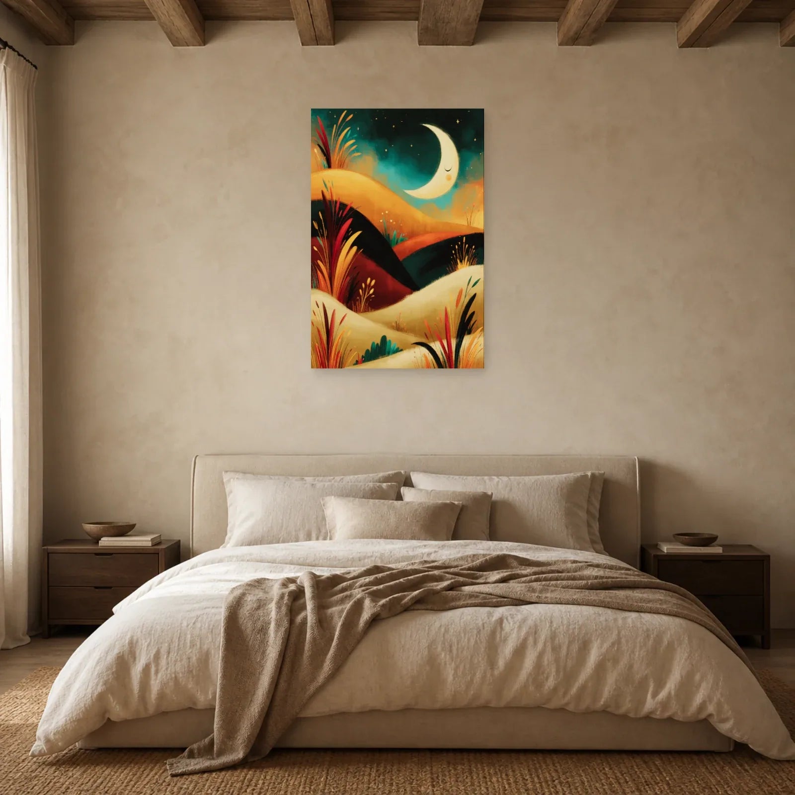 Tableau Bohème Chambre Minimal Lune dans une chambre - Art Virtuoso