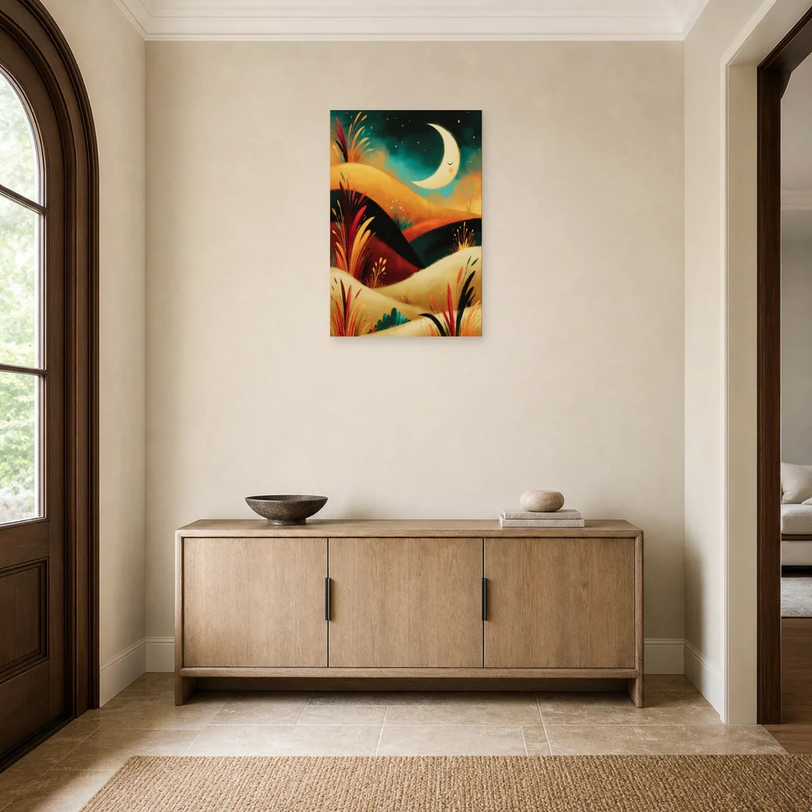 Tableau Bohème Chambre Minimal Lune dans une entree ou un couloir - Art Virtuoso