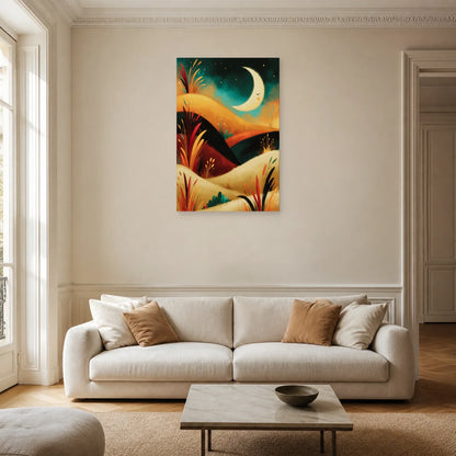 Tableau Bohème Chambre Minimal Lune dans un salon - Art Virtuoso