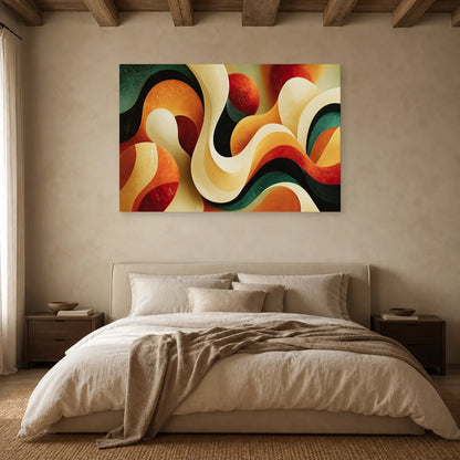 Tableau Bohème Chic Formes Organiques dans une chambre - Art Virtuoso