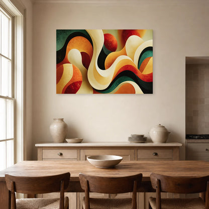 Tableau Bohème Chic Formes Organiques dans une cuisine - Art Virtuoso
