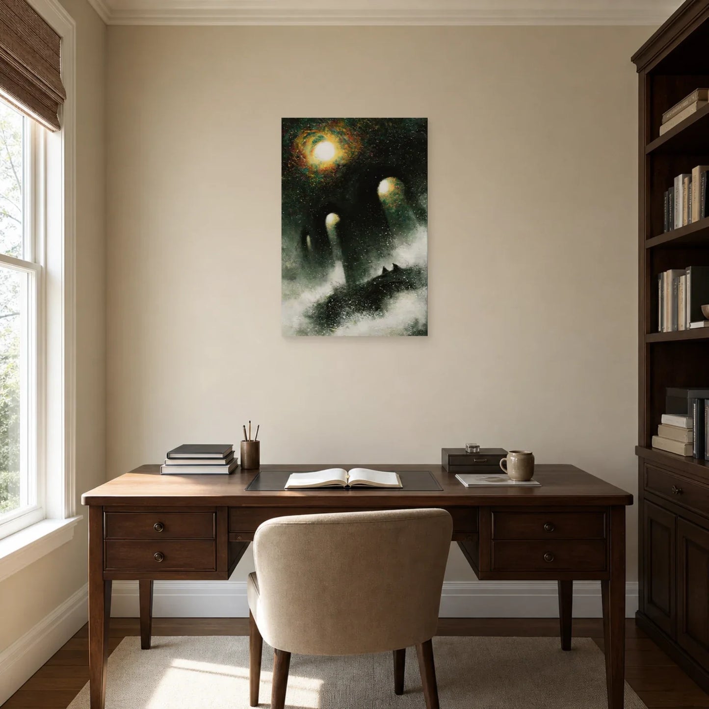 Tableau Bohème Chic Noir et Blanc dans un bureau - Art Virtuoso