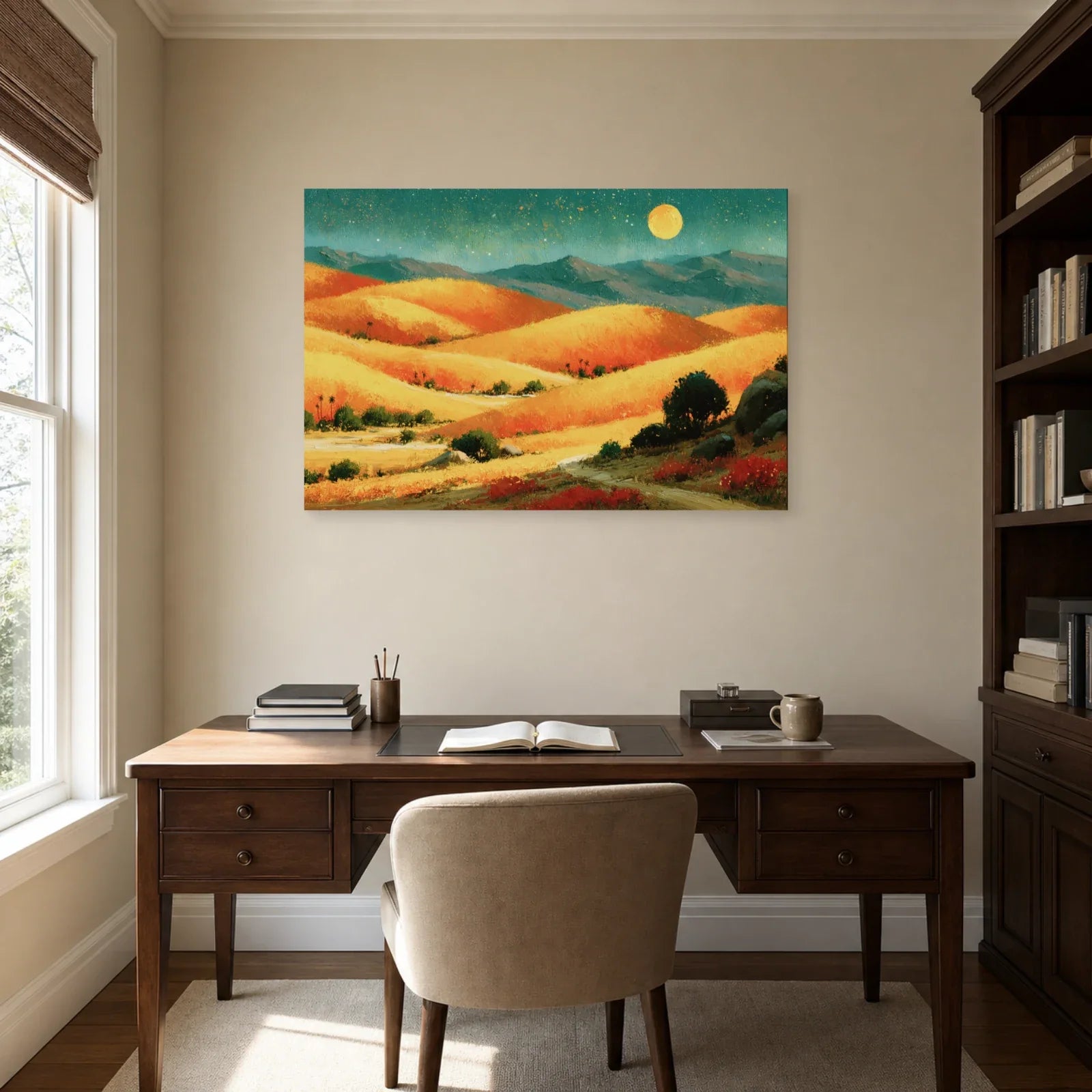 Tableau Bohème Chic Paysage Abstrait dans un bureau - Art Virtuoso