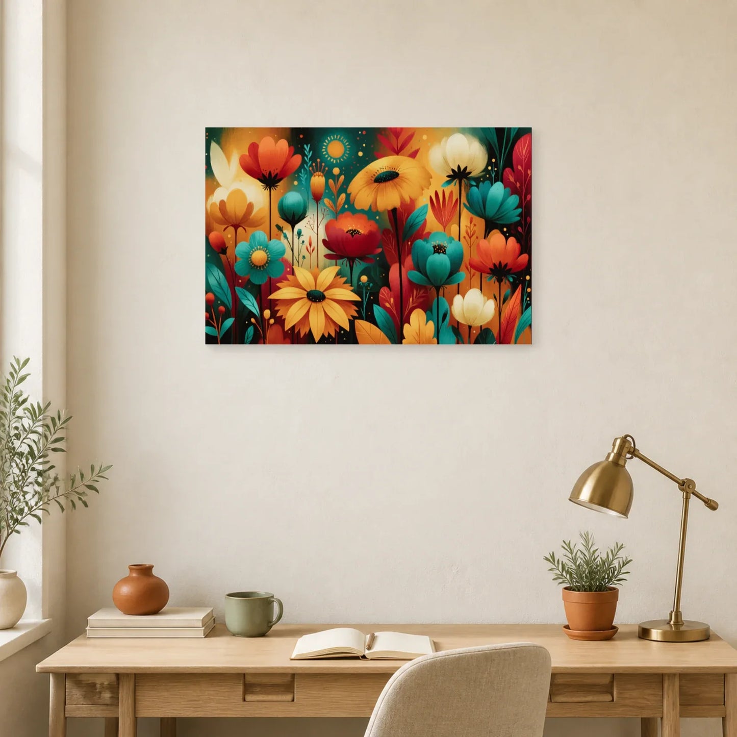 Tableau Bohème Coloré Jardin Onirique dans un bureau - Art Virtuoso