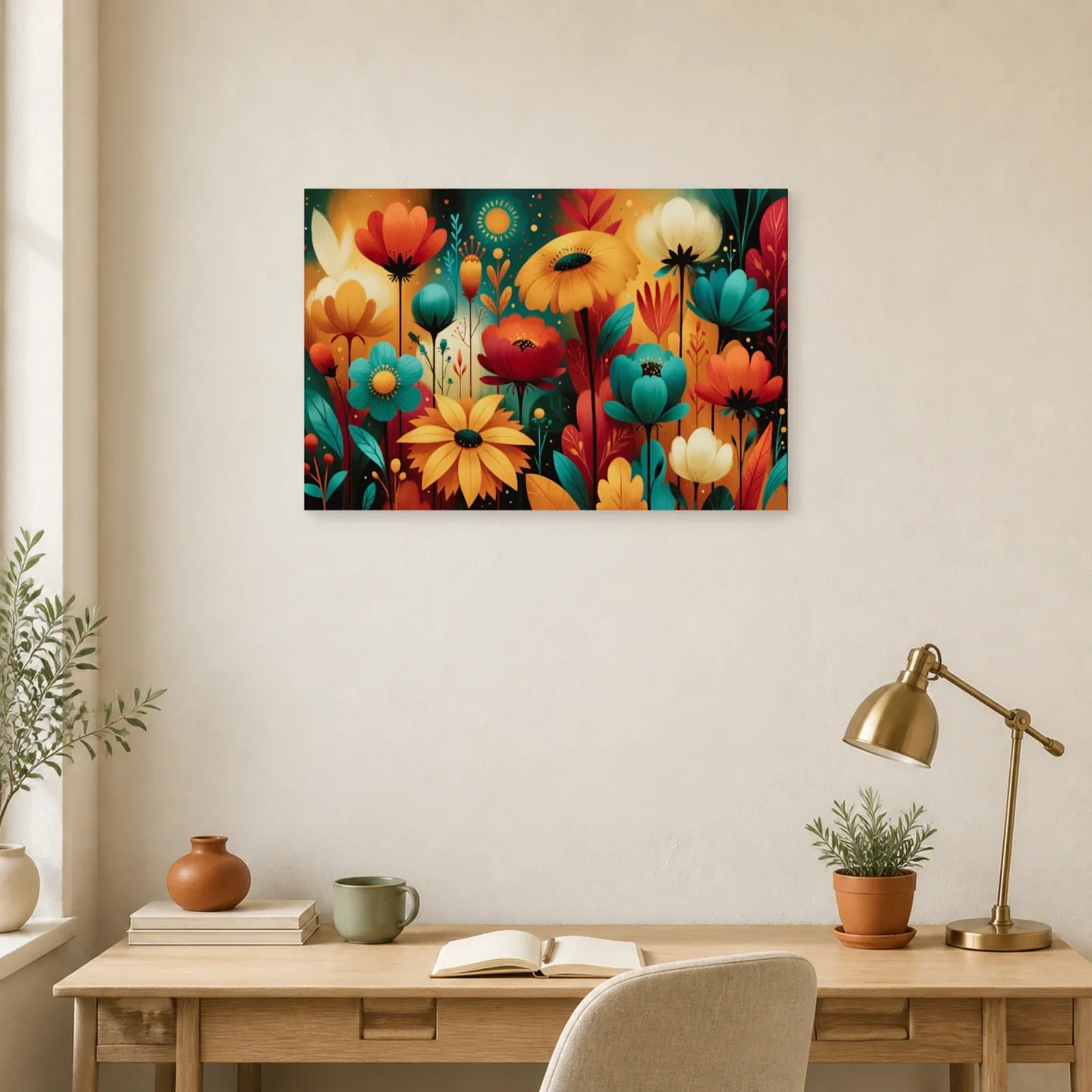Tableau Bohème Coloré Jardin Onirique dans un bureau - Art Virtuoso