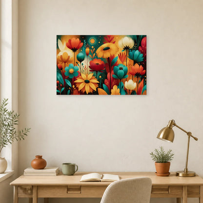 Tableau Bohème Coloré Jardin Onirique dans un bureau - Art Virtuoso
