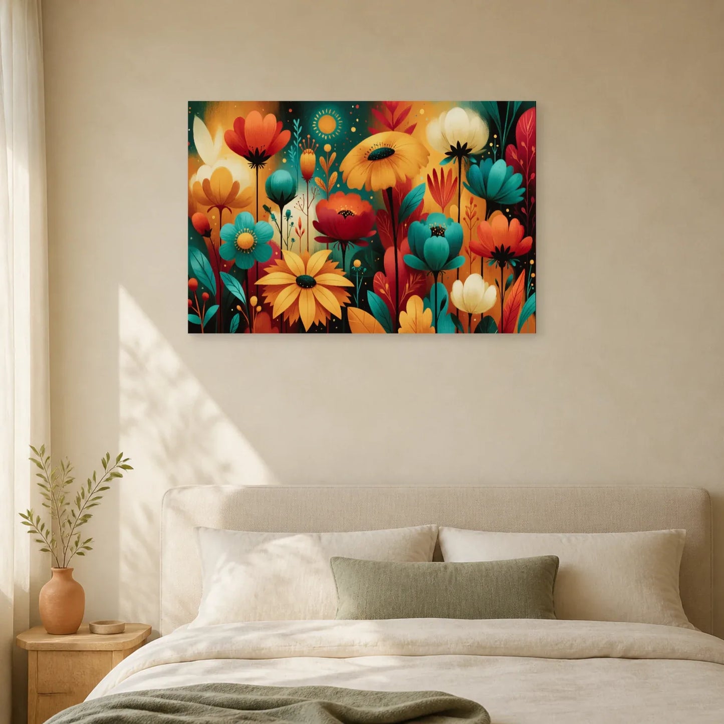 Tableau Bohème Coloré Jardin Onirique dans une chambre - Art Virtuoso