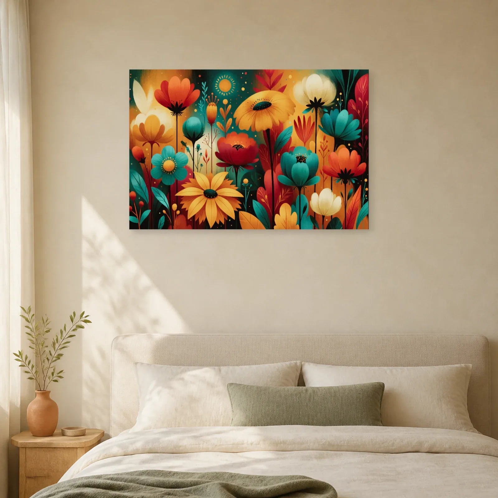 Tableau Bohème Coloré Jardin Onirique dans une chambre - Art Virtuoso