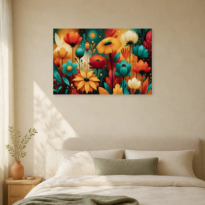 Tableau Bohème Coloré Jardin Onirique dans une chambre - Art Virtuoso