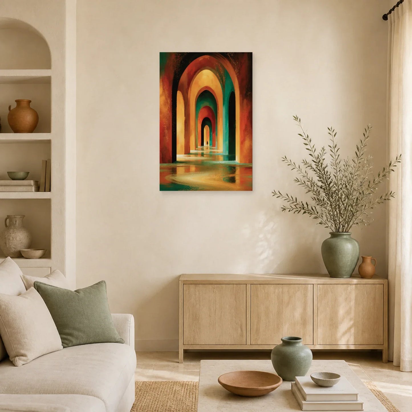Tableau Bohème Décoration Murale Arches dans un salon - Art Virtuoso