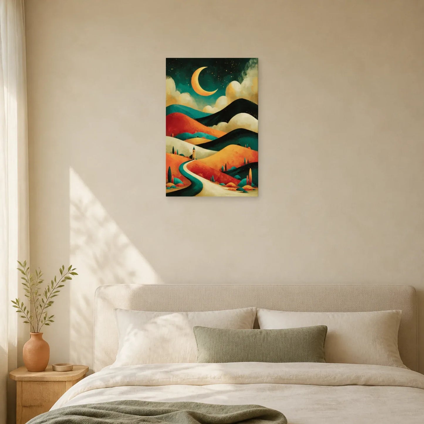 Tableau Bohème Décoration Murale Lune dans une chambre - Art Virtuoso