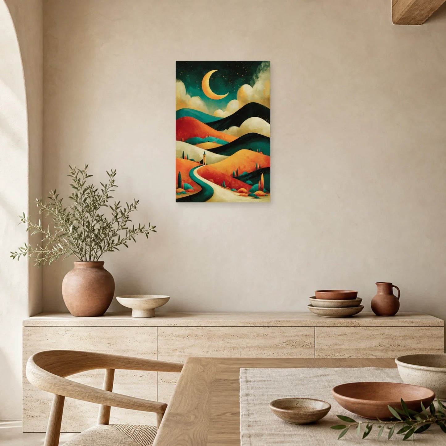 Tableau Bohème Décoration Murale Lune dans une cuisine - Art Virtuoso
