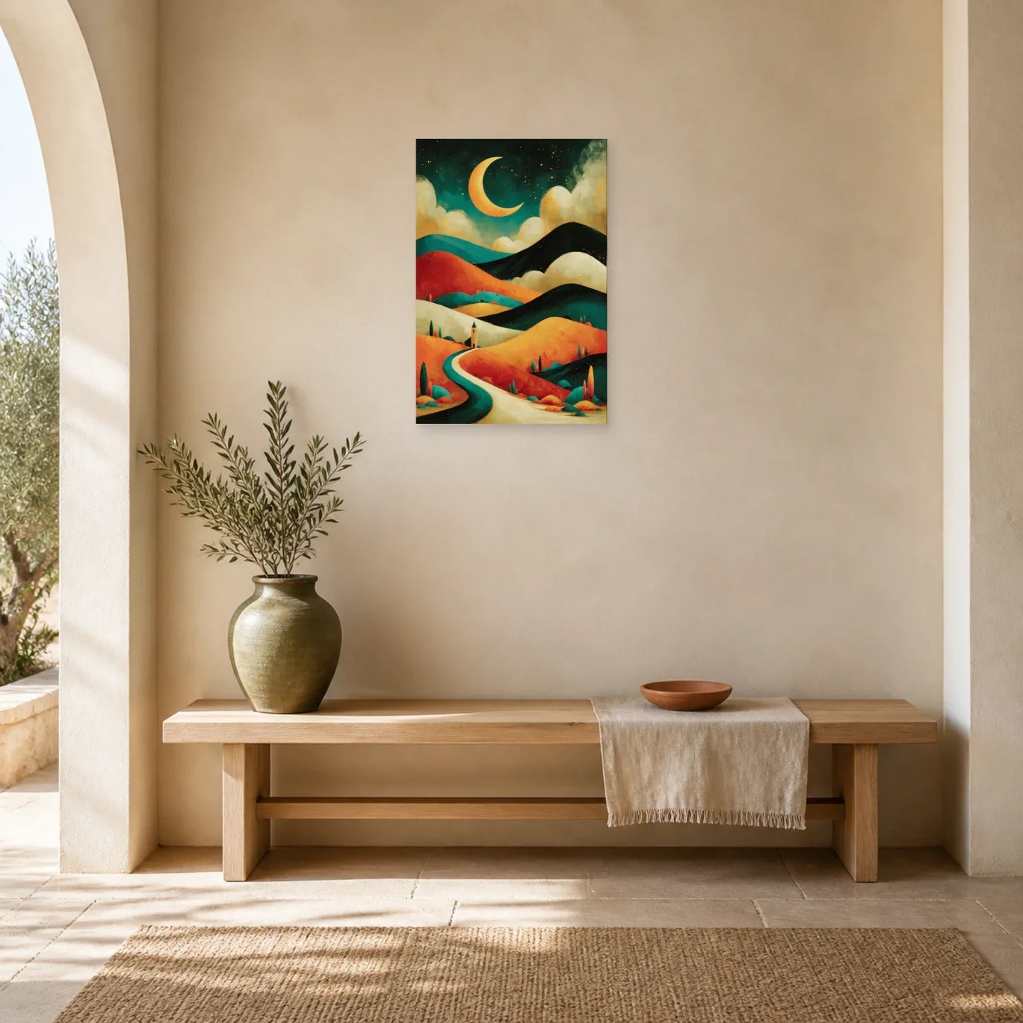 Tableau Bohème Décoration Murale Lune dans une entree ou un couloir - Art Virtuoso