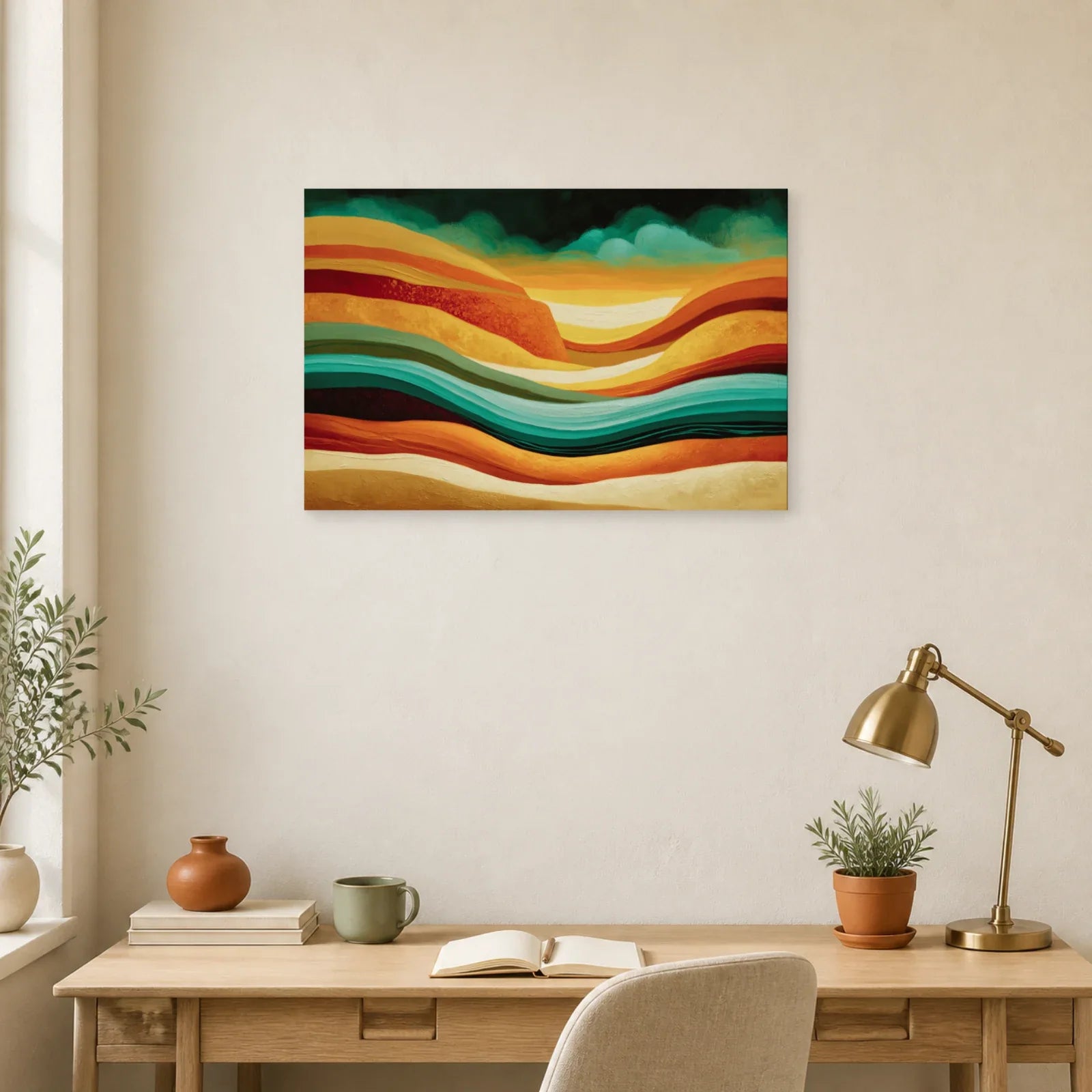 Tableau Bohème Strates Minérales dans un bureau - Art Virtuoso