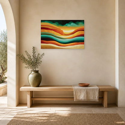 Tableau Bohème Strates Minérales dans une entree ou un couloir - Art Virtuoso