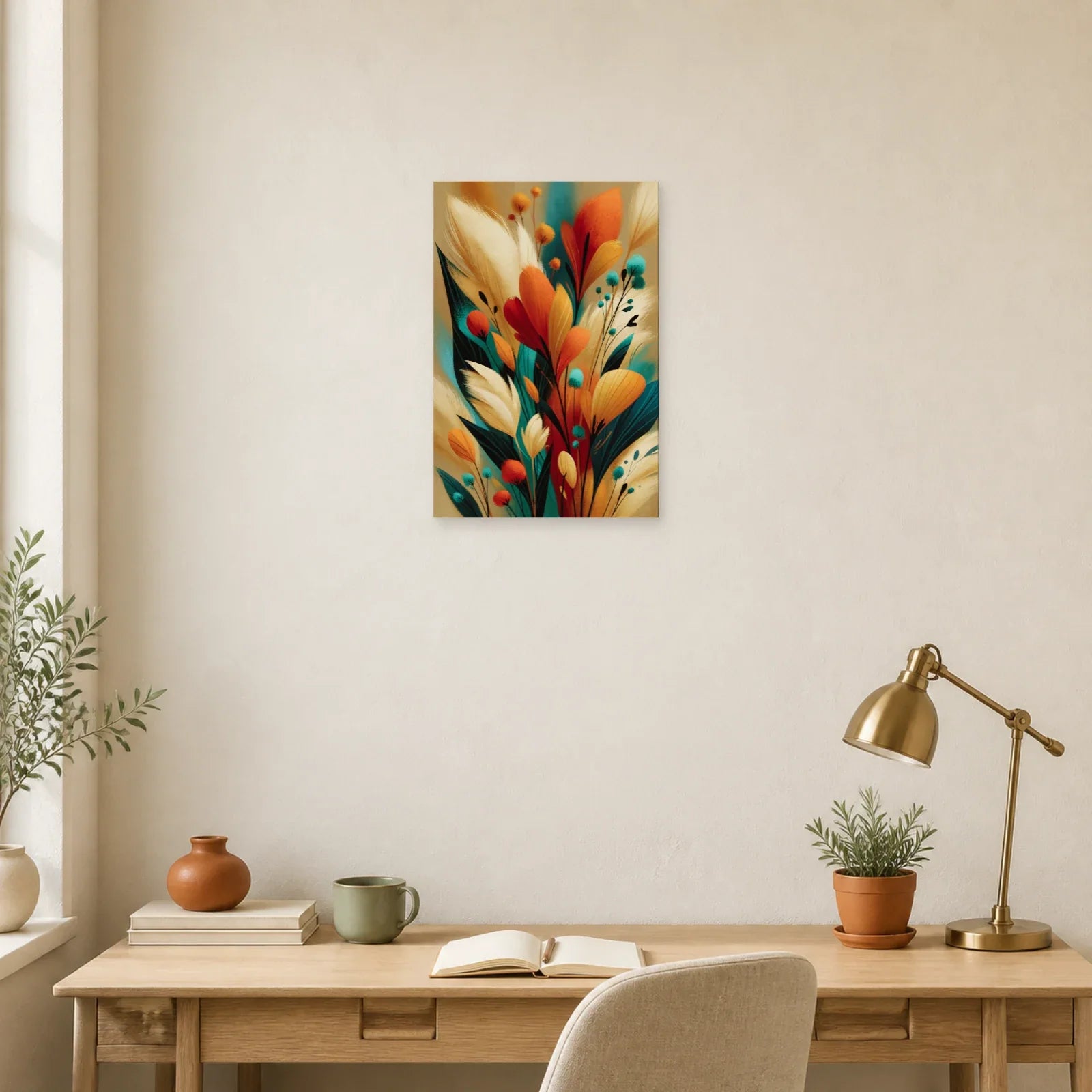 Tableau Bohème Décoration Murale Pampas dans un bureau - Art Virtuoso