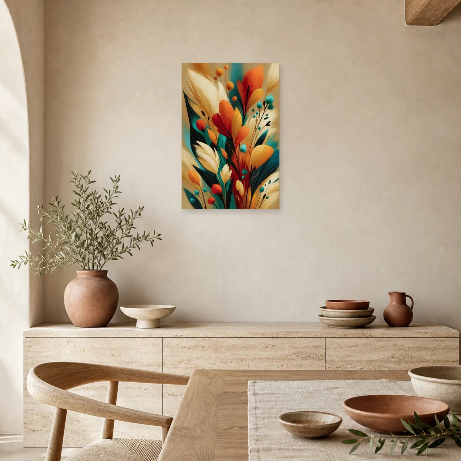 Tableau Bohème Décoration Murale Pampas dans une cuisine - Art Virtuoso