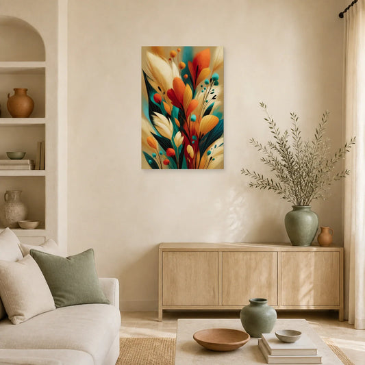 Tableau Bohème Décoration Murale Pampas dans un salon - Art Virtuoso