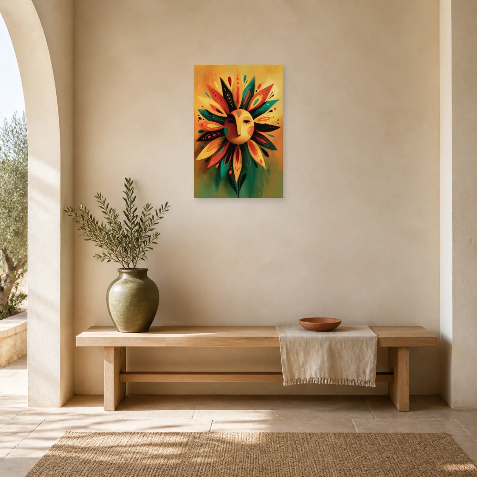 Tableau Bohème Décoration Murale Soleil dans une entree ou un couloir - Art Virtuoso