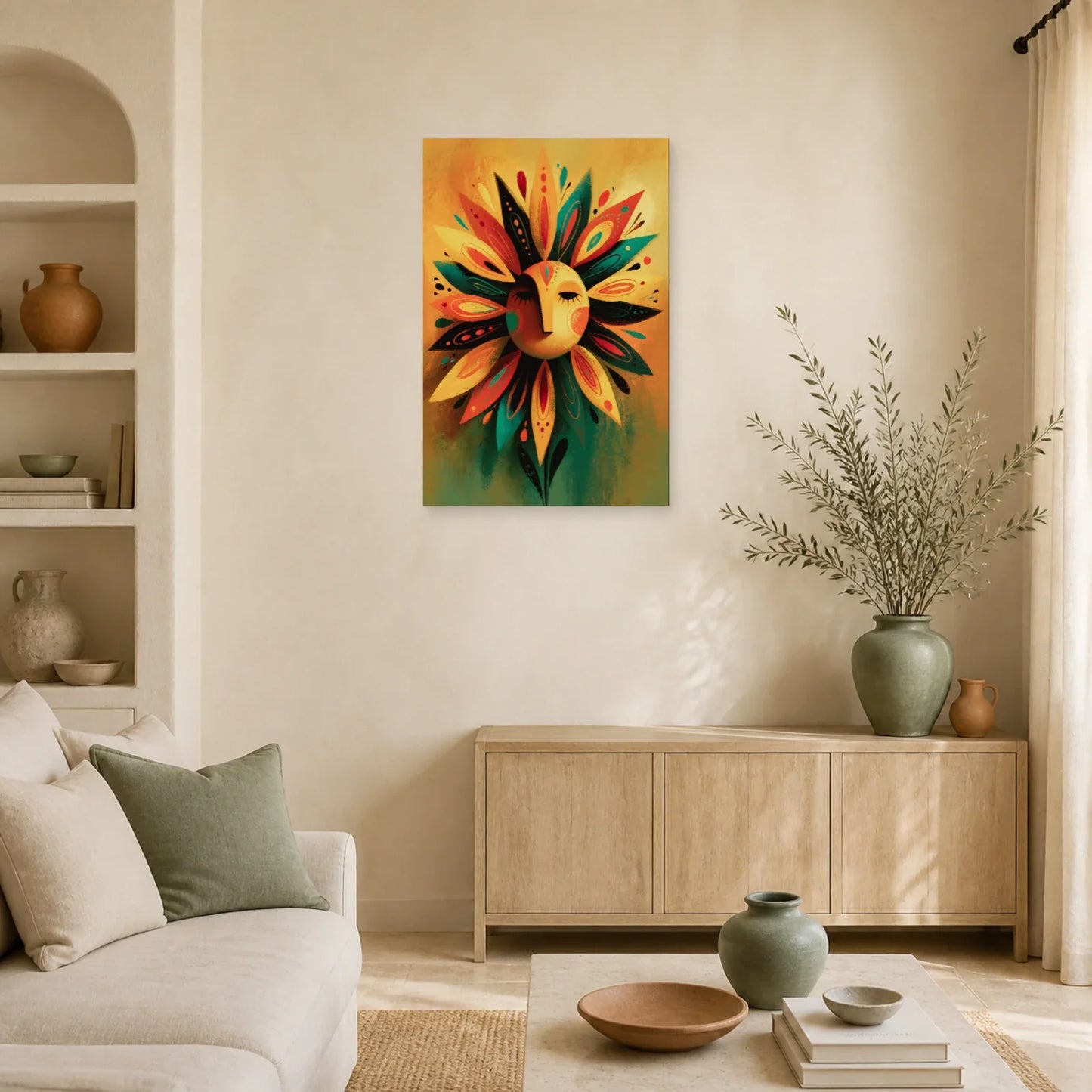 Tableau Bohème Décoration Murale Soleil dans un salon - Art Virtuoso