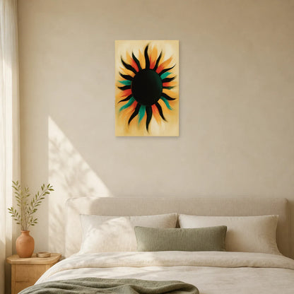 Tableau Bohème Mural Soleil Noir dans une chambre - Art Virtuoso