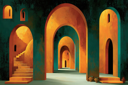 Tableau Bohème Salle à Manger Arches - toile bohème format XXL