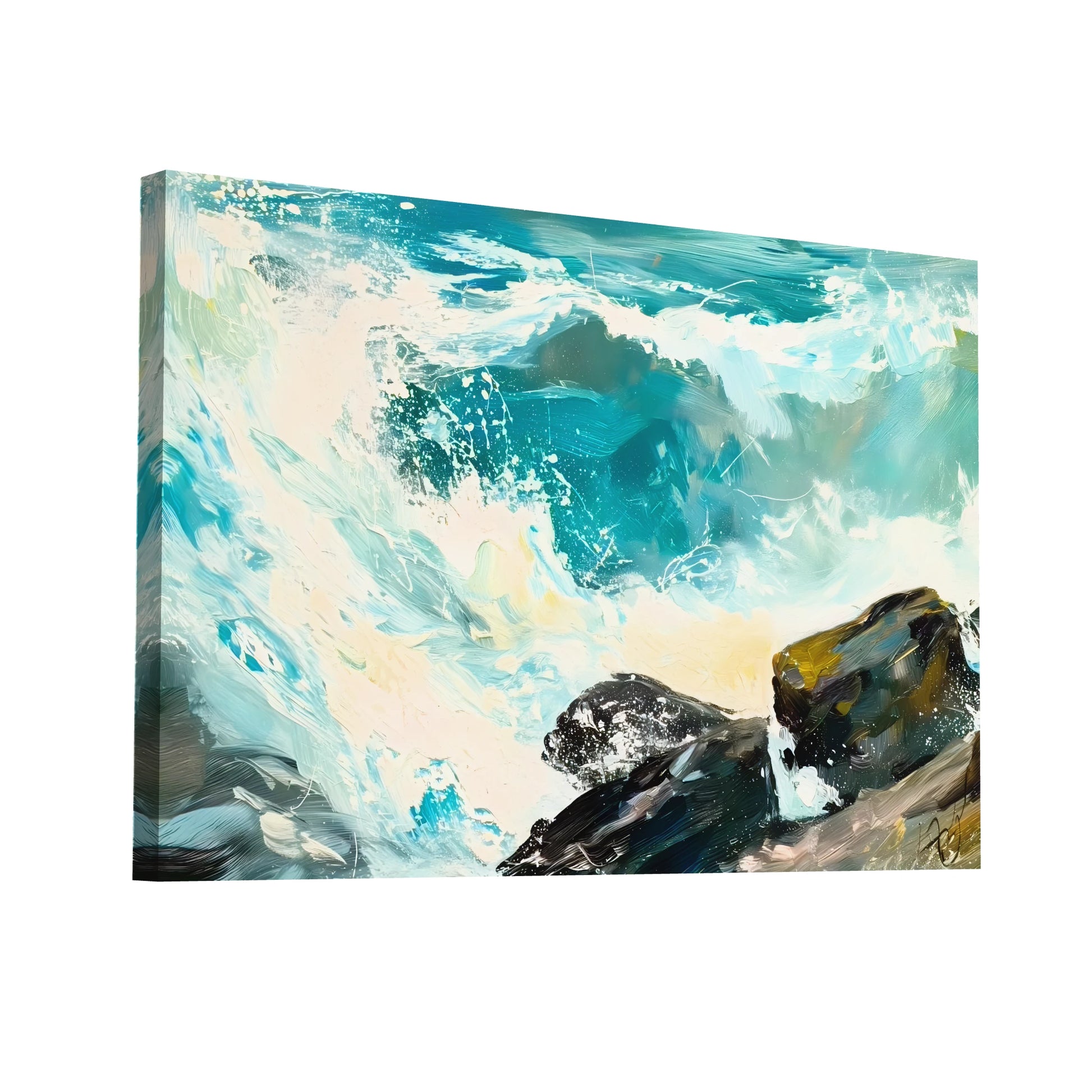 Product Hero 3D WebP Tableau Bord de Mer Abstrait - Art Virtuoso