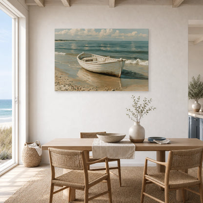 Tableau Bord De Mer Bateau Bois dans une cuisine - Art Virtuoso