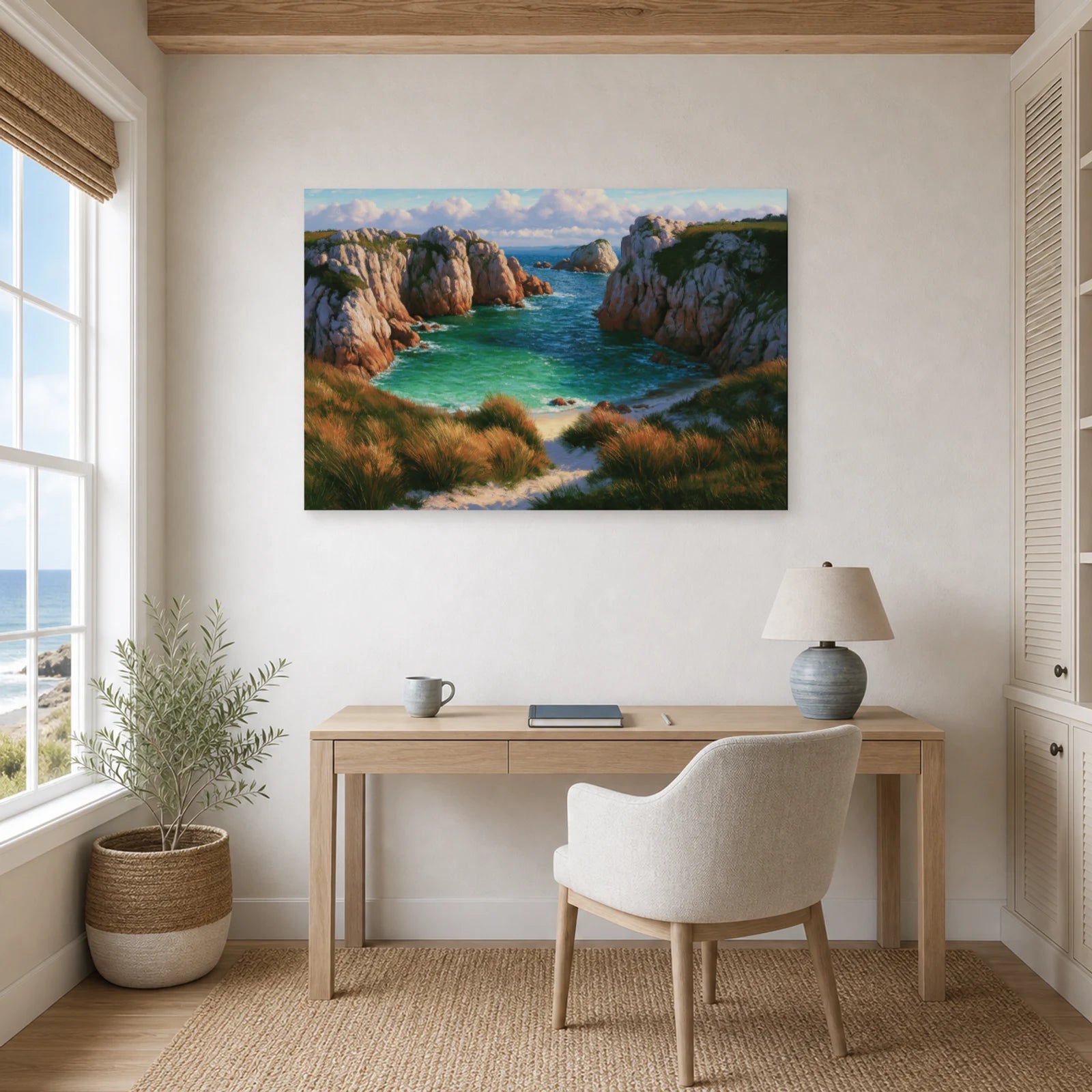 Tableau Bord De Mer Bretagne Crique Sauvage dans un bureau - Art Virtuoso