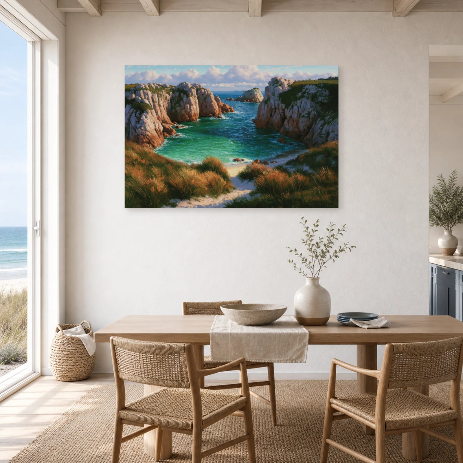 Tableau Bord De Mer Bretagne Crique Sauvage dans une cuisine - Art Virtuoso