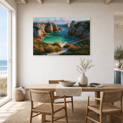Tableau Bord De Mer Bretagne Crique Sauvage dans une cuisine - Art Virtuoso