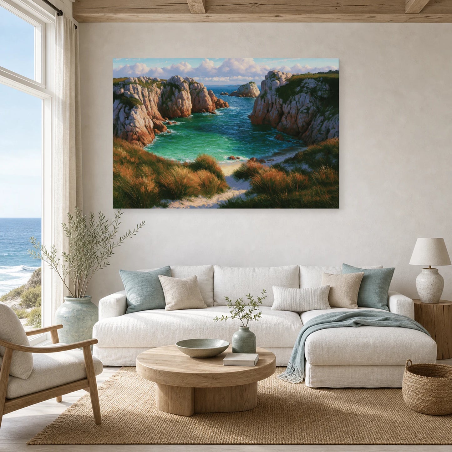 Tableau Bord De Mer Bretagne Crique Sauvage dans un salon - Art Virtuoso