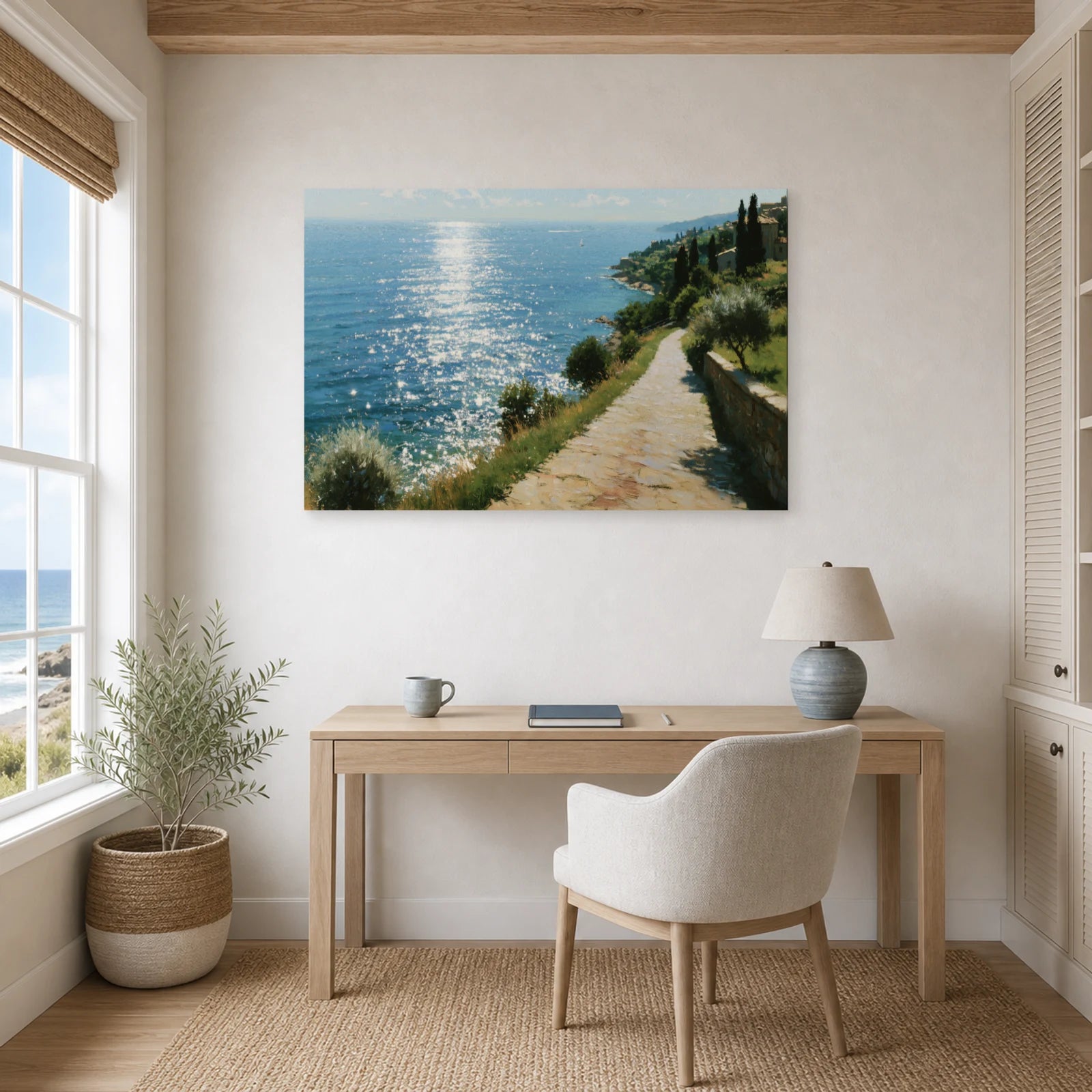 Tableau Bord De Mer Impressionniste Lumiere dans un bureau - Art Virtuoso